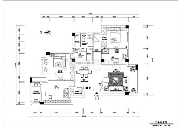 欧式住宅室内装修设计施工图（含效果图）-图二