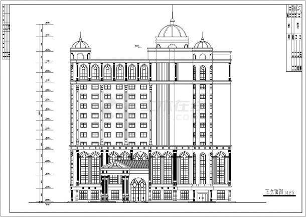 6460平方米某十三层大酒店建筑设计方案图纸-图一