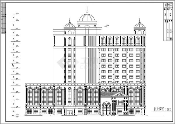 6460平方米某十三层大酒店建筑设计方案图纸-图二