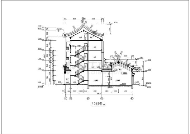 某地四层古建筑民居建筑设计施工图-图二