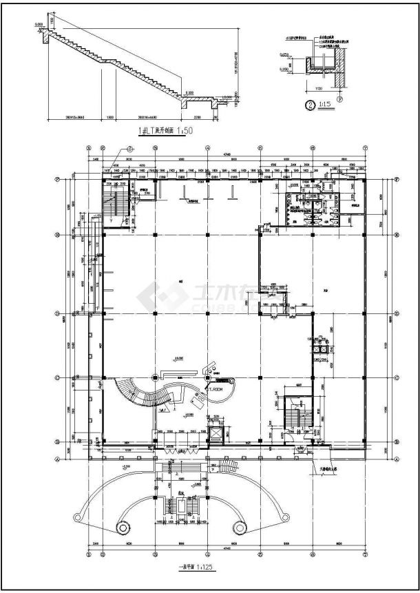 服装公司五层框架结构办公楼建筑施工图-图二