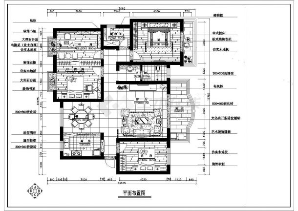 中式风格住宅室内设计施工图（附效果图）-图二