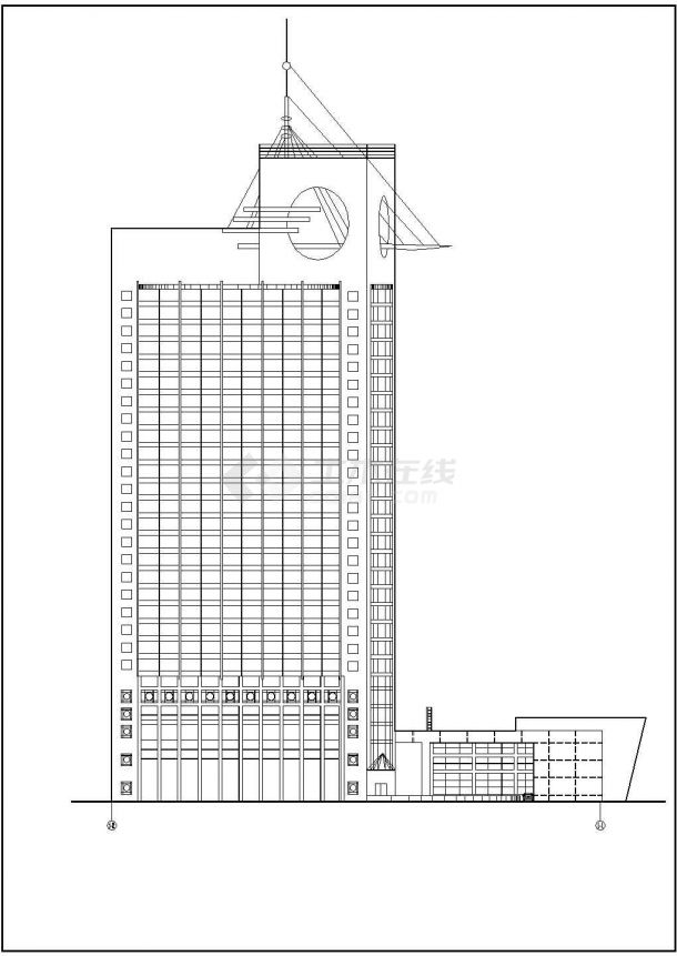 某地三星级高层宾馆建筑设计方案图-图一
