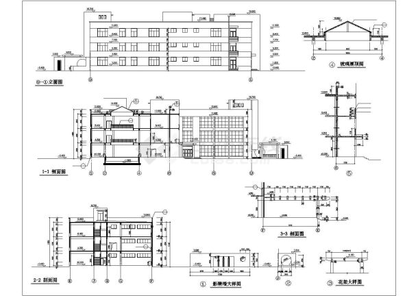 某地三层文化娱乐会所建筑设计施工图-图一