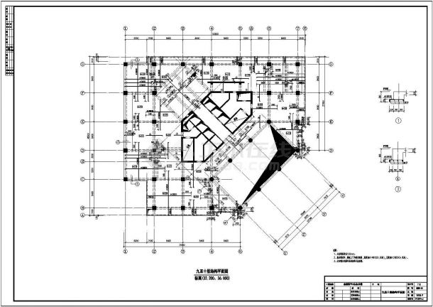 某教育机构办公楼建筑cad平面详图-图二