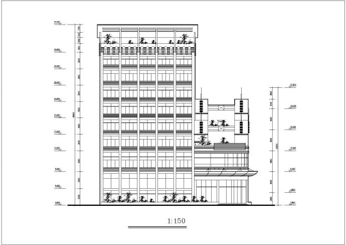 某地多层商务宾馆建筑设计全套施工图_图1
