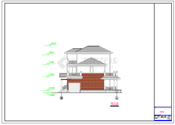 某美式别墅建筑方案设计图纸（总建筑面积363平米）-图二
