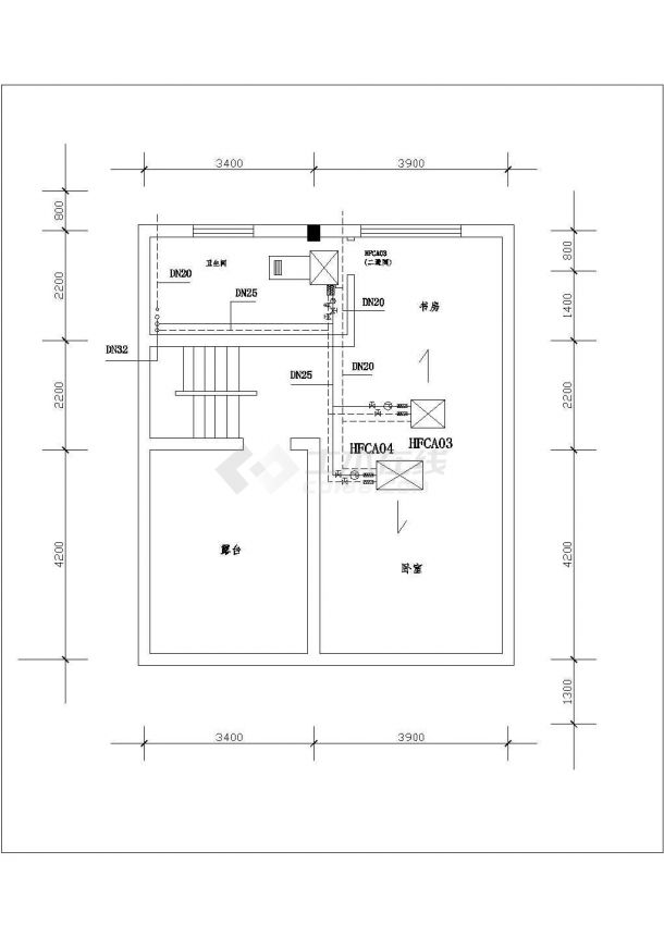 小型别墅中央空调设计cad图纸-图二