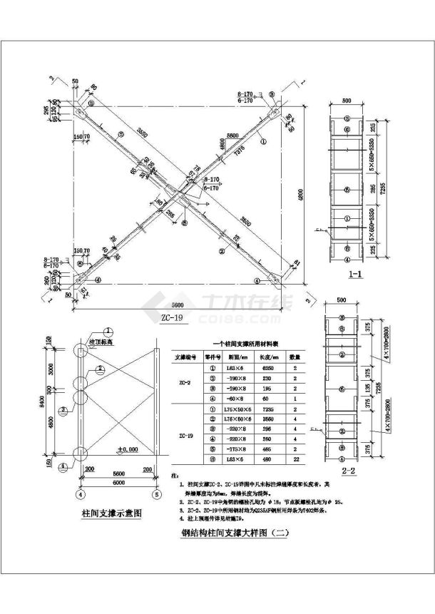 钢结构节点选之支撑与梁柱连接详图-图二