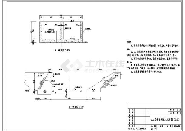 【湖南】2×3.5×2.2自排涵闸改造施工图-图二