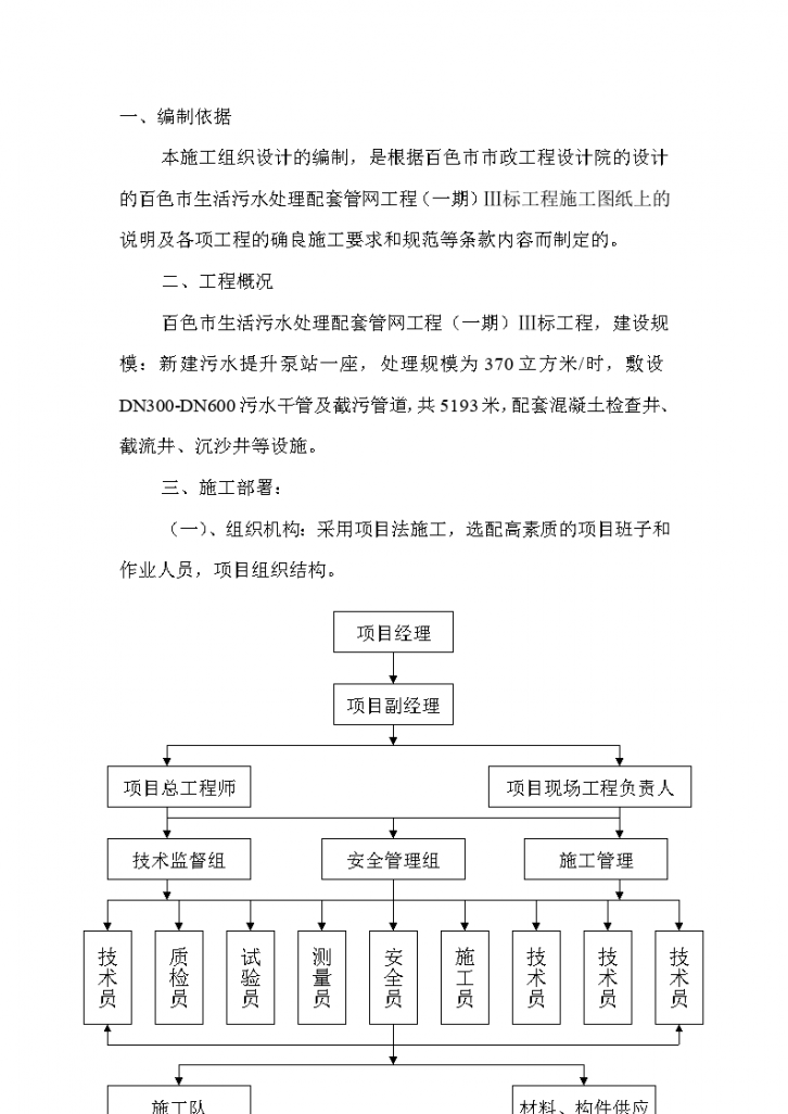 桂林某污水厂配套管网系统工程施工组织设计-图一