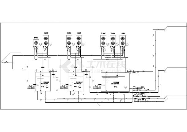 【山东】某宾馆空气源热泵热水系统流程图纸及设备表-图一