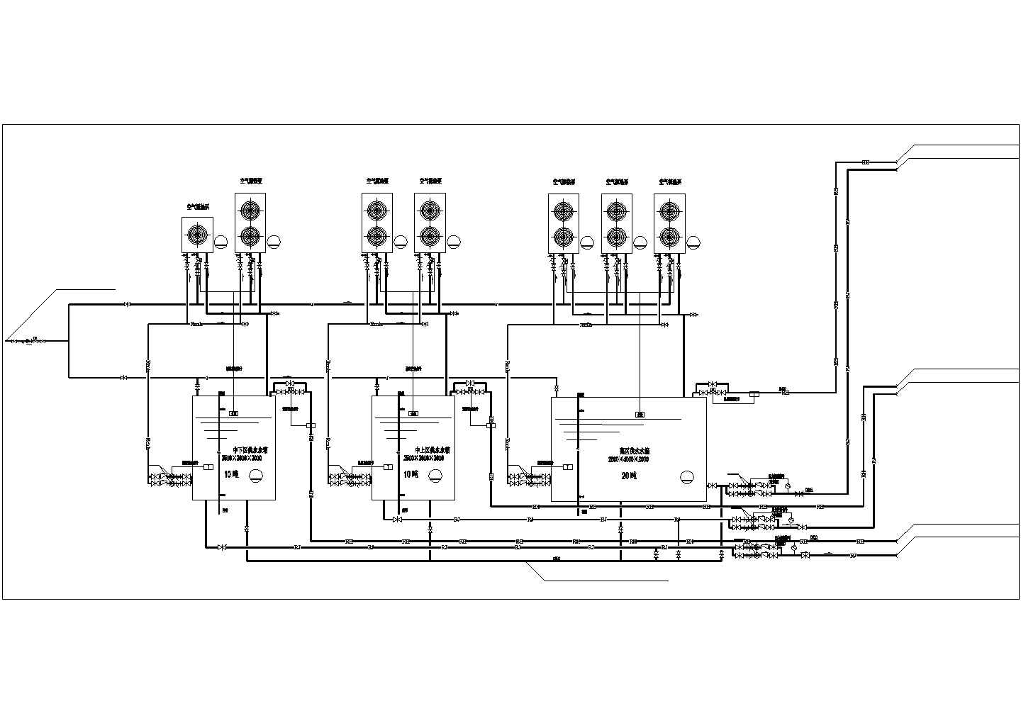 【山东】某宾馆空气源热泵热水系统流程图纸及设备表