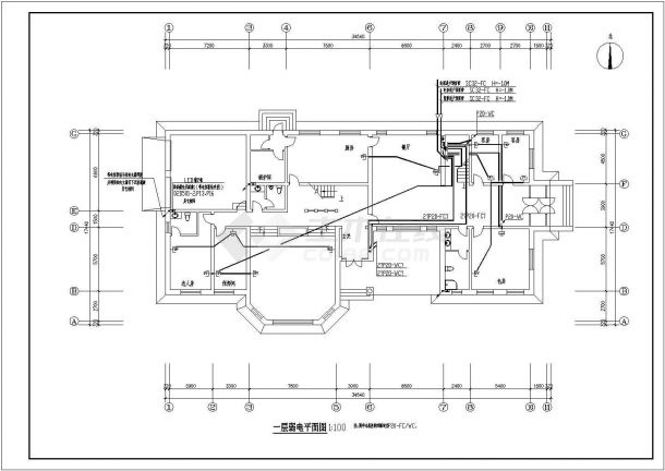 某三层别墅电气设计施工图（共8张图）-图一