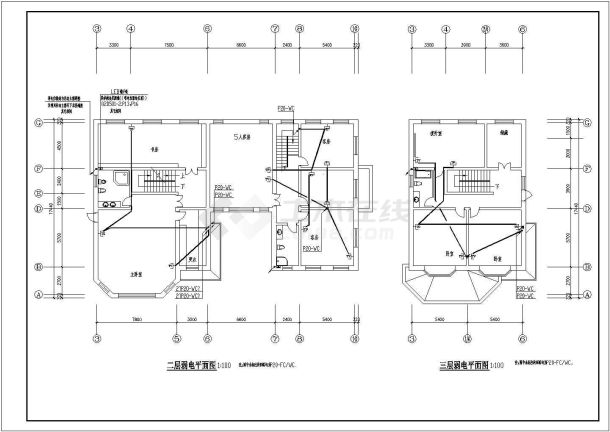 某三层别墅电气设计施工图（共8张图）-图二