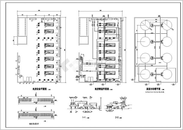 某2万多平客运中心热泵机房设计cad图纸-图一