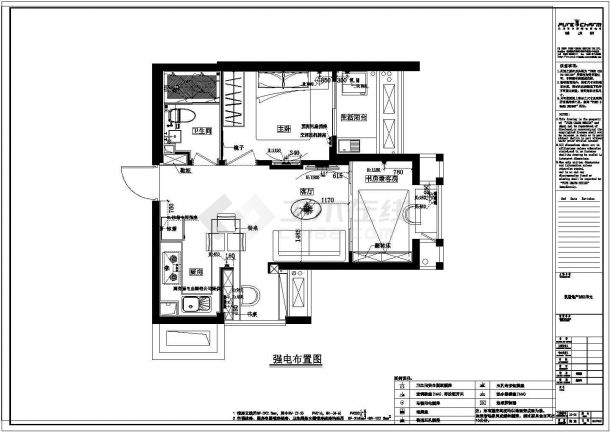 某地凯隆地产样板房2#07-08现代风格装修施工图（附效果图）-图二