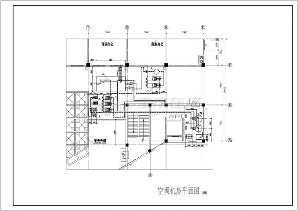 【天津】某酒店空调机房设计cad图纸-图一