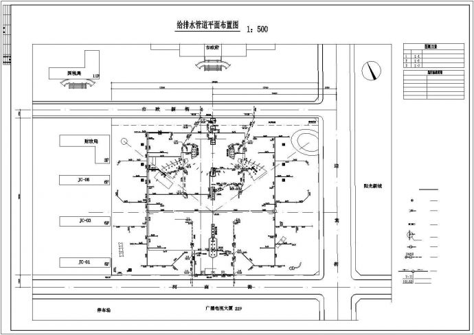 某广场雨排水绿地喷灌泵房设计图_图1