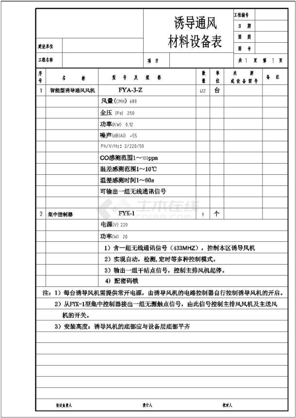 停车场排烟系统和诱导通风设计CAD套图-图二