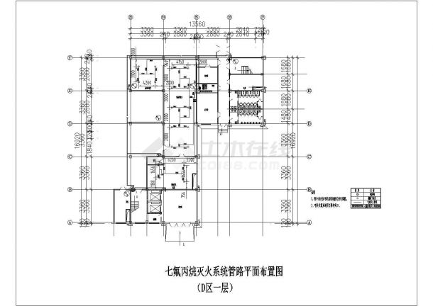 某建筑七氟丙烷灭火系统管路设计图-图二