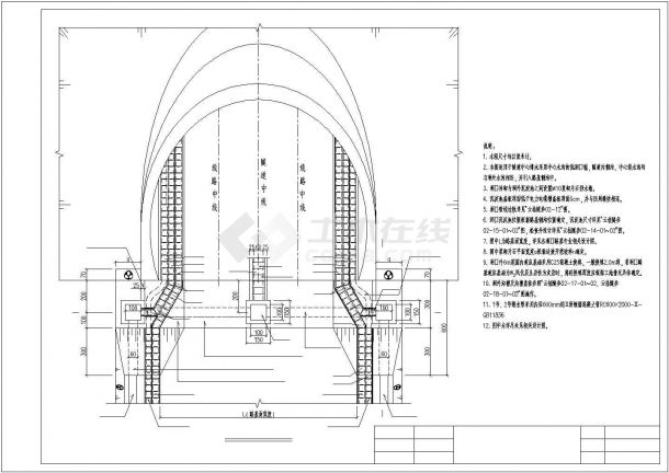 【云南】某铁路双线隧道斜切式洞门设计图-图一
