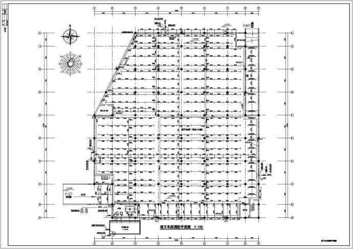 某市区地下车库消防设计CAD平面布置参考图_图1