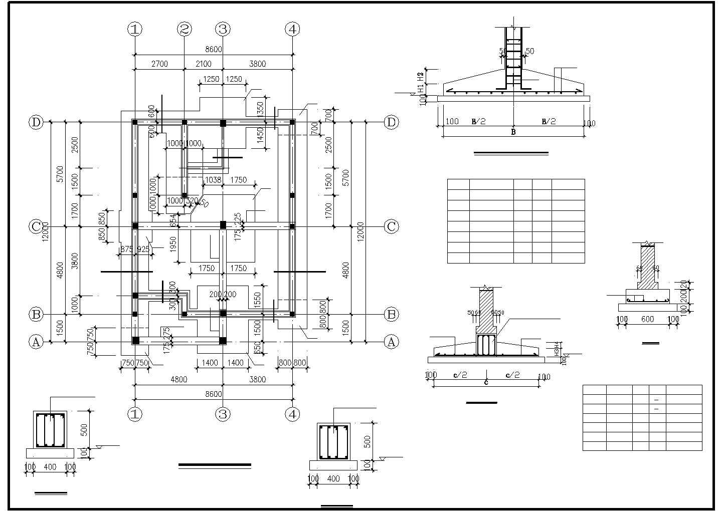 某二层框混别墅结构CAD参考图