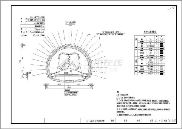 【浙江】双向单洞公路偏压隧道设计图纸61张（含照明）-图二