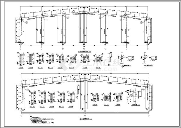 单层门式刚架结构原料库房结构施工图（含建筑图）-图一
