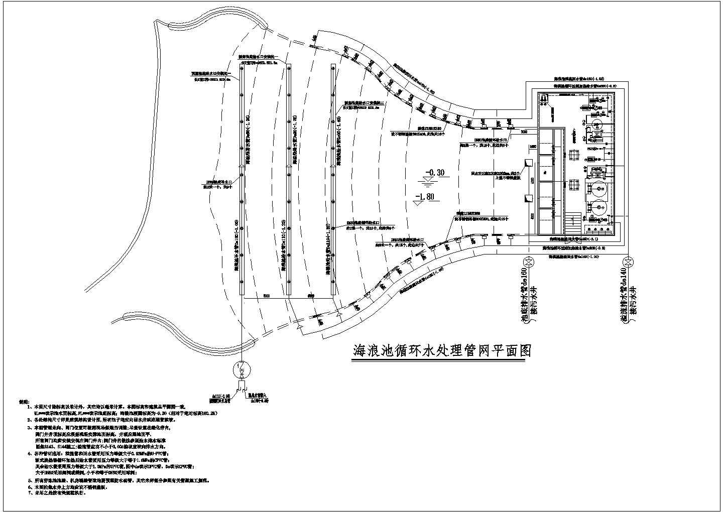 【河北】某休闲度假村温泉中心给排水设计施工图