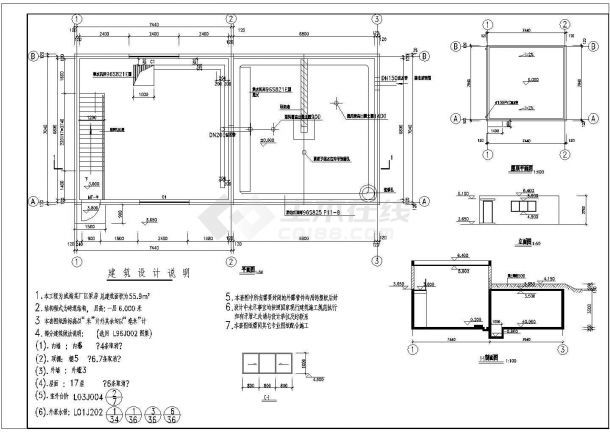 【山东】某泵房设计cad图纸（含建筑结构电气图）-图一
