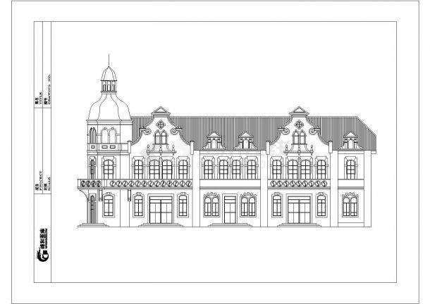 西式大型别墅建筑cad外立面设计施工图（欧式城堡风格）-图一