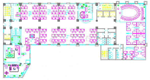 某商务公司办公空间详细CAD设计平面详图-图一