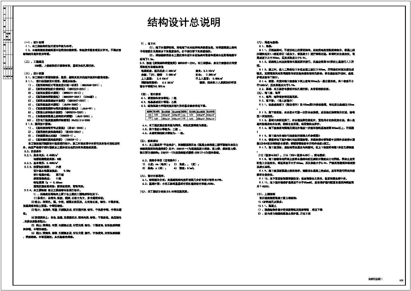 某地区框架结构设计说明CAD详图