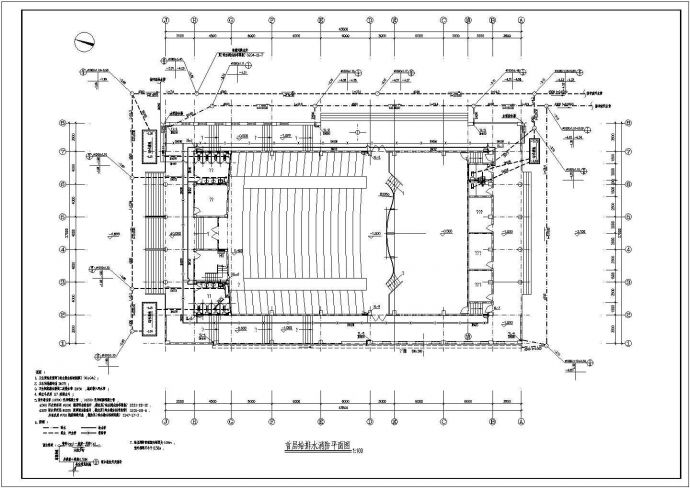 三层社区中心会场礼堂cad给排水施工CAD设计图_图1