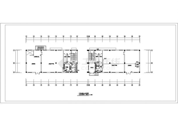 辽宁三层厂房仓库给排水cad施工平面图（戊类）-图二