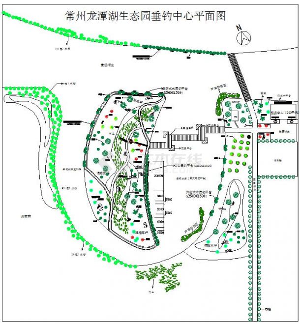 江苏生态园休闲小岛垂钓中心景观设计施工图（带停车场）-图一