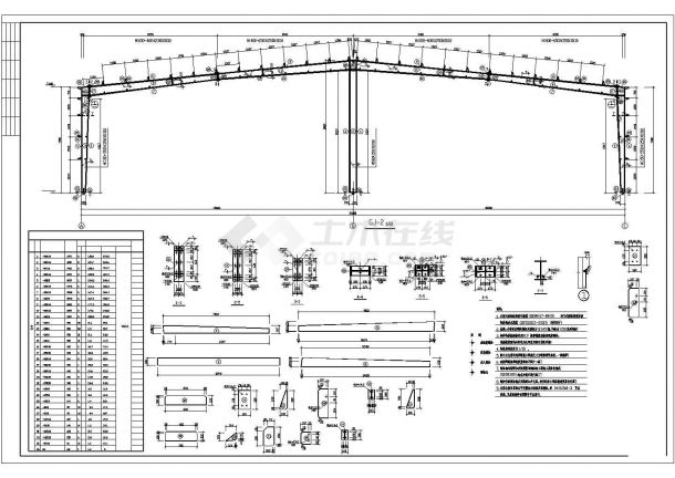 36米两跨门式刚架仓库结构图纸-图二