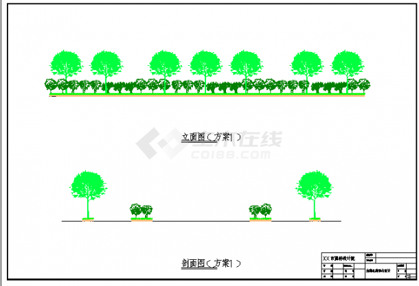 某地区道路绿化设计施工图（共2张）-图一