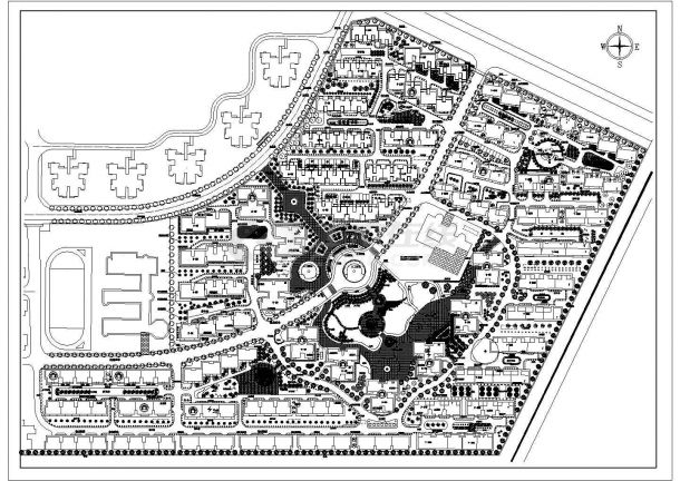 某地综合住宅区绿化规划设计总图纸-图一