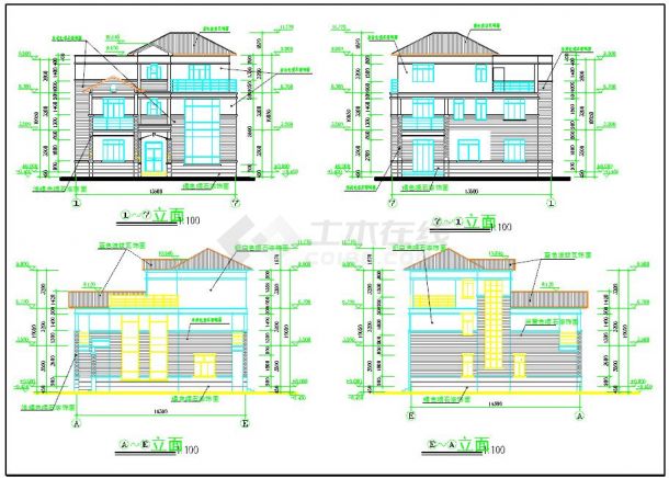 3层花园式独栋别墅建筑设计施工图（含效果图）-图一
