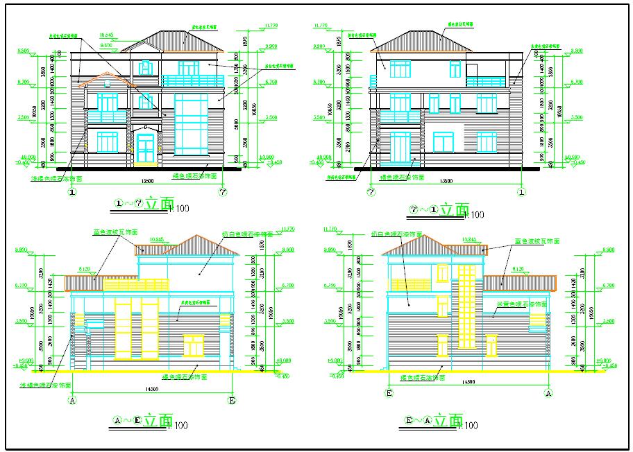 3层花园式独栋别墅建筑设计施工图（含效果图）