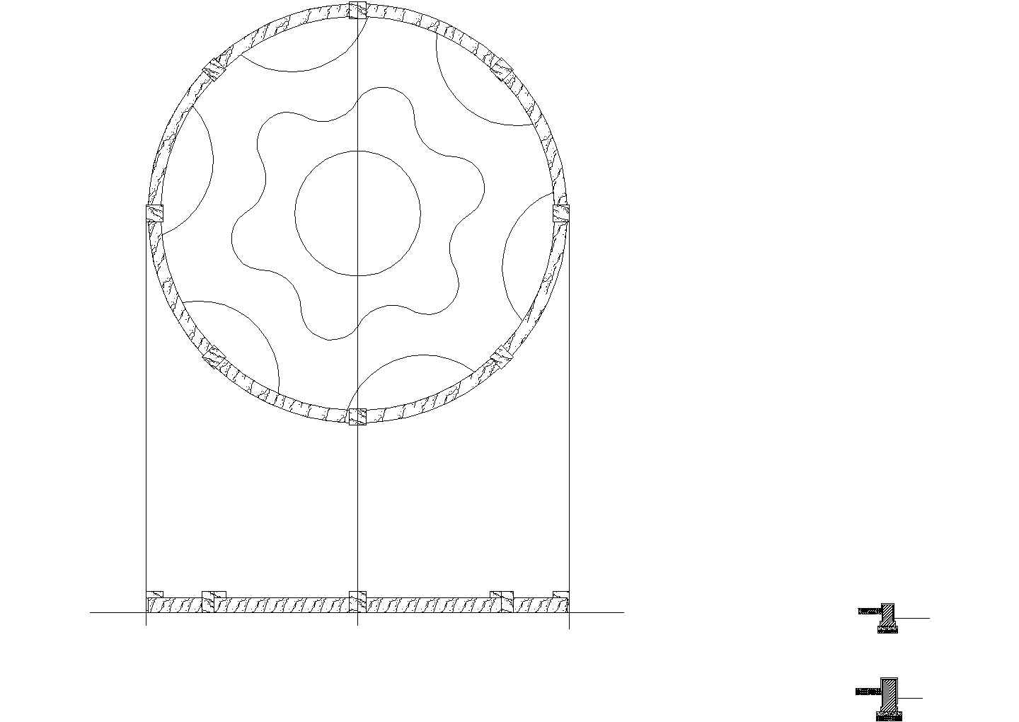 外形漂亮的5米半径圆形花坛CAD大样图