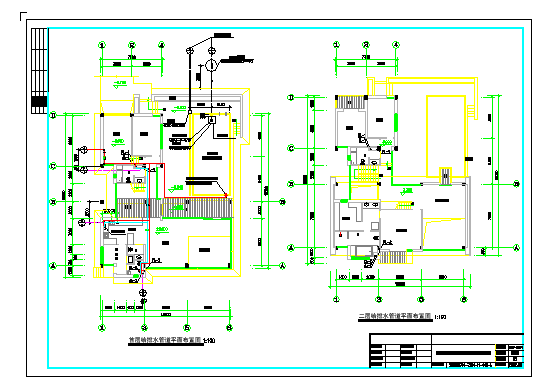某两层别墅给排水设计cad图纸