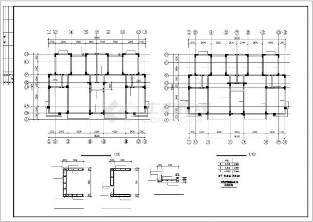 某地三层异性框架柱结构住宅楼设计施工图-图一