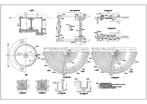 混凝土圆型蓄水池结构设计图纸-图一