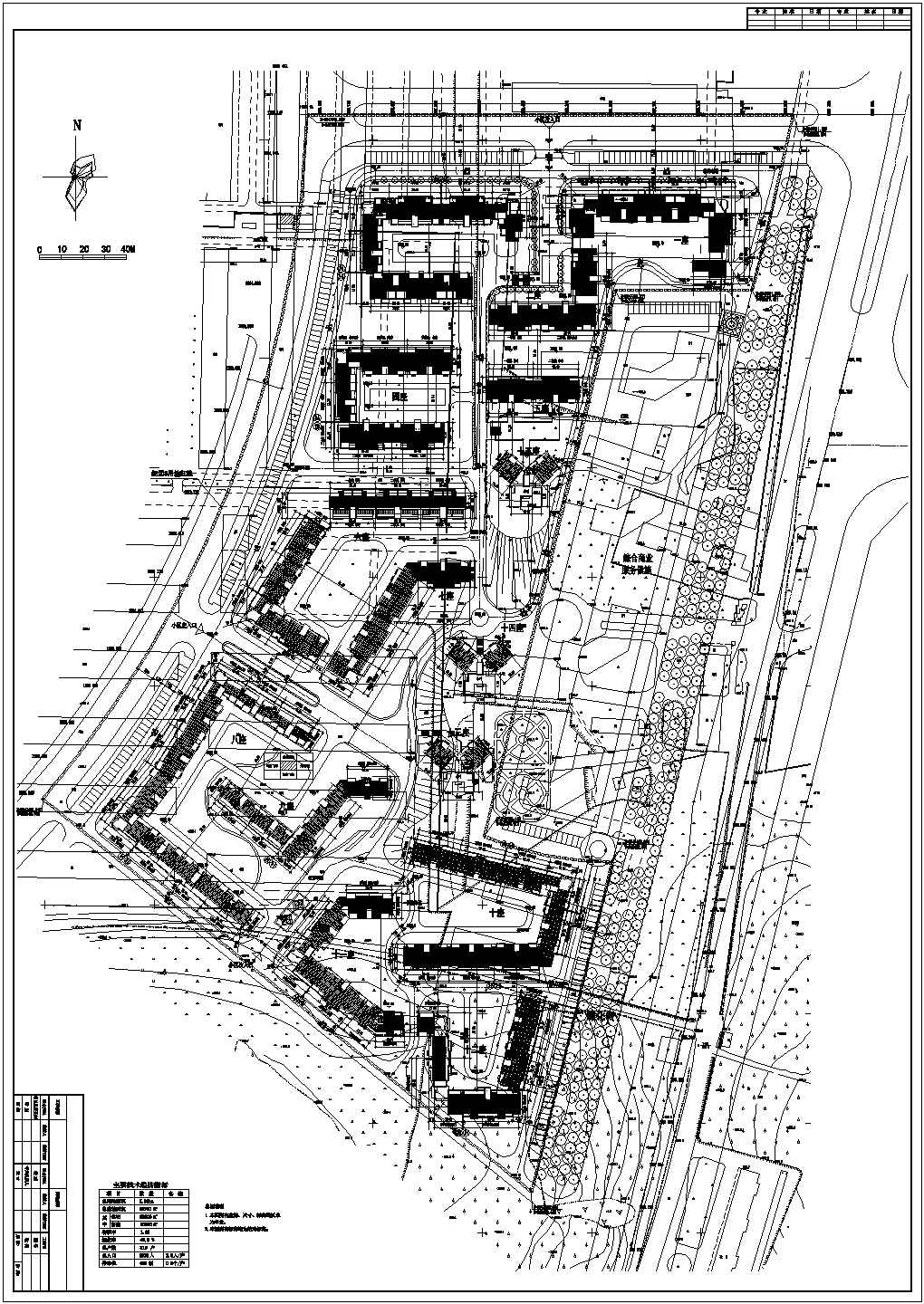 某地区多层住宅小区景观规划总平面图纸（含说明）