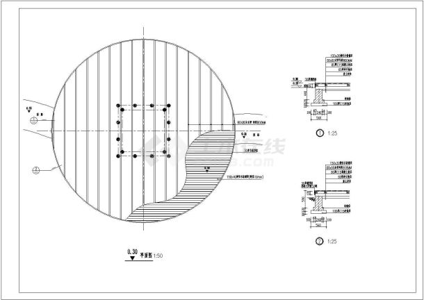 经典四角木亭子CAD施工详图-图一