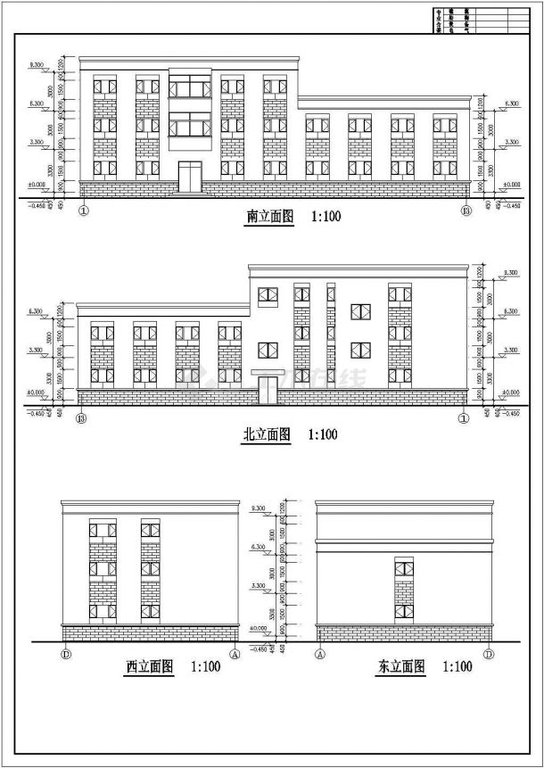 某地区宿舍楼建筑设计方案详图（共5张）-图一